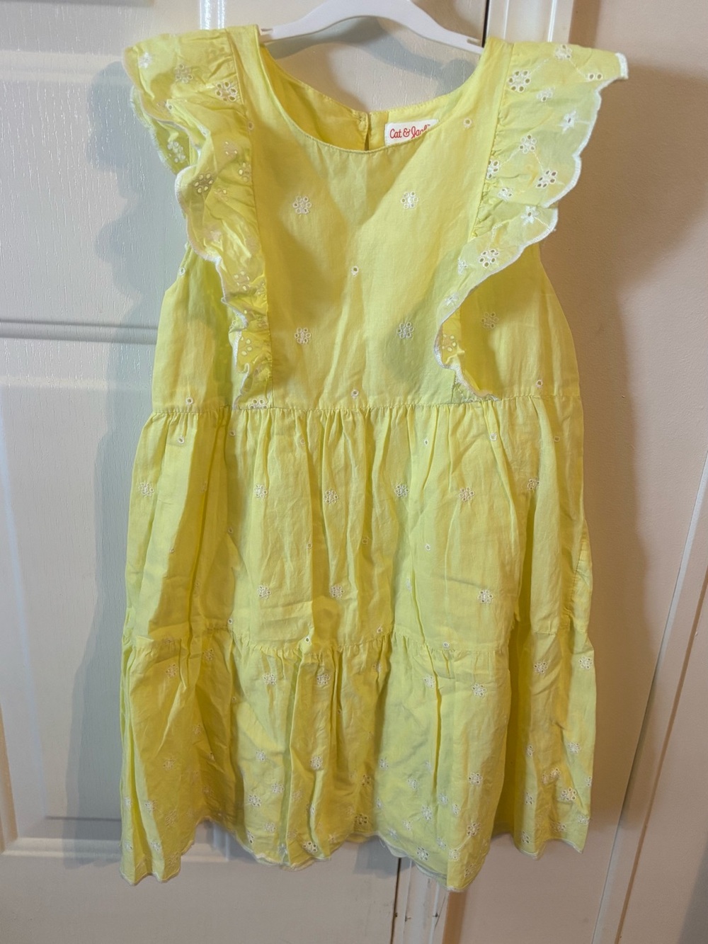 Cat & Jack Lemon Yellow Eyelet Ruffle Summer Dress